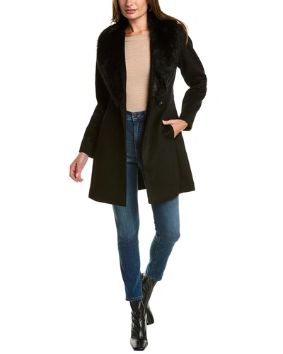 Shop Sofiacashmere Toscana Shawl Collar Wool-blend Coat In Black