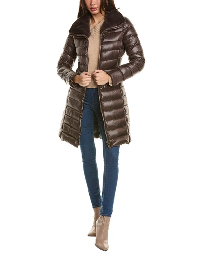 Shop Herno Iconico Elisa Long Coat In Brown