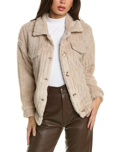 Shop Pascale La Mode Fuzzy Jacket In Beige