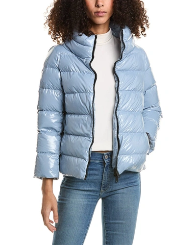 Shop Herno Cappa Gloss Down Coat In Blue