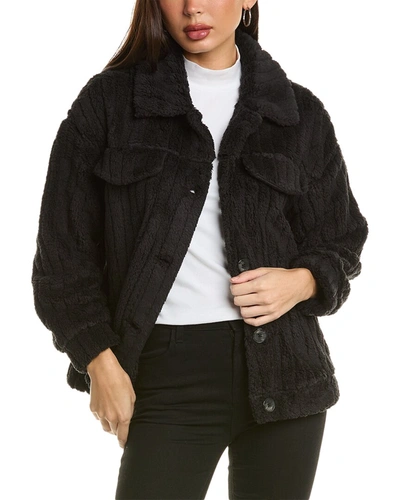 Shop Pascale La Mode Fuzzy Jacket In Black