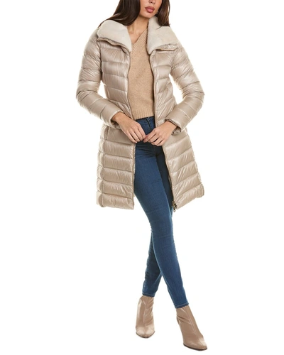 Shop Herno Iconico Elisa Long Coat In Beige