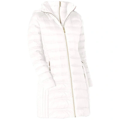 Shop Michael Kors Down Hooded Packable 3/4 Coat In White