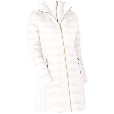 Michael Kors Down Hooded Packable 3/4 Coat In White In White