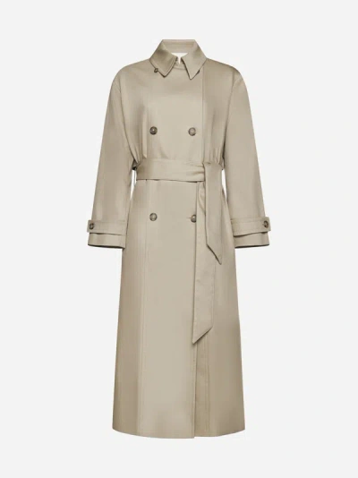 Shop Apc Louise Cotton-blend Double-breasted Trench Coat In Mastic
