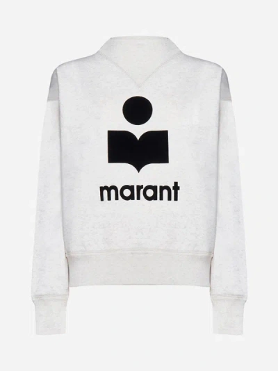 Shop Marant Etoile Moby Logo Cotton-blend Sweatshirt In Ecru