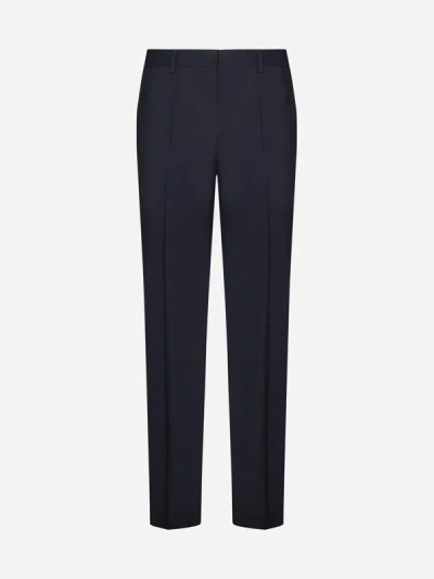 Shop Valentino Wool And Mohair Trousers In Navy