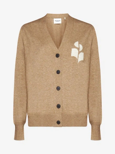 Shop Marant Etoile Karin Cotton And Wool Cardigan In Camel