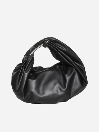 Shop Diesel Grab-d Leather Medium Hobo Bag In Black