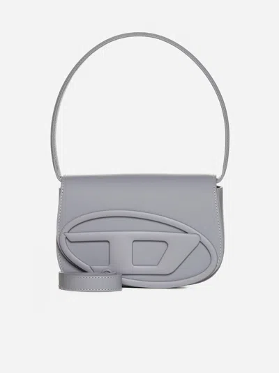 Shop Diesel 1dr Leather Shoulder Bag In Grey