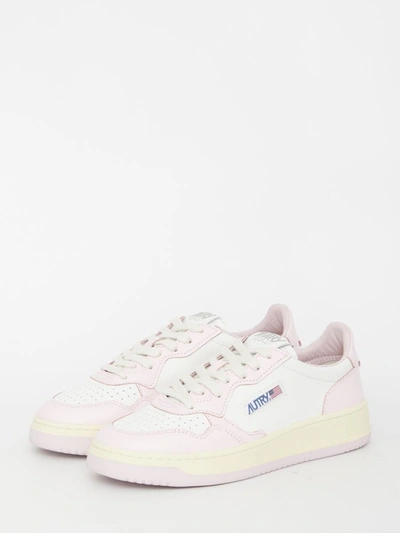 Autry Sneakers Medalist Low In Pelle Bicolore Bianco E Rosa In White
