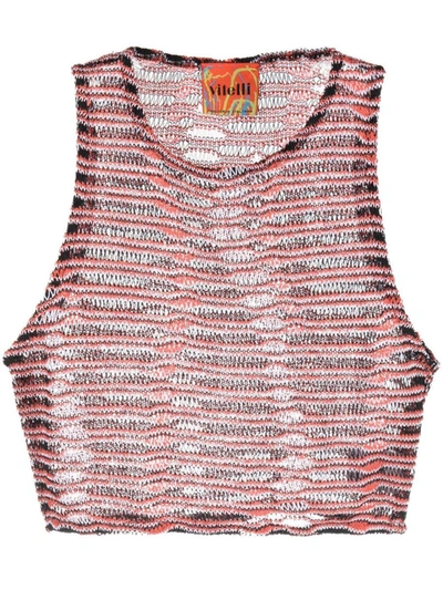 Shop Vitelli Wave Jacquard Crop Top Clothing In J12 Scarlet Blend