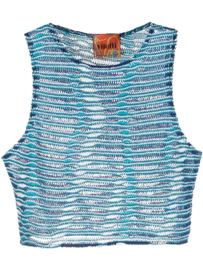 Shop Vitelli Wave Jacquard Crop Top Clothing In J11 Azul Blend