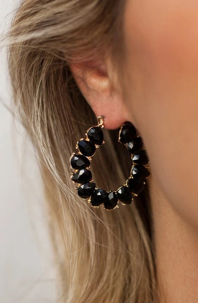 Shop Ettika Crystal Hoop Earrings In Black