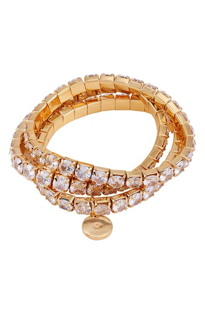 Shop Vince Camuto Crystal Set Of 3 Stretch Bracelets In Gold