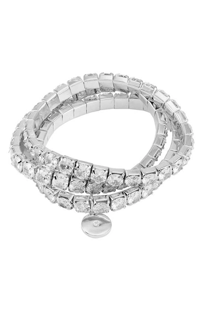Shop Vince Camuto Crystal Set Of 3 Stretch Bracelets In Silver