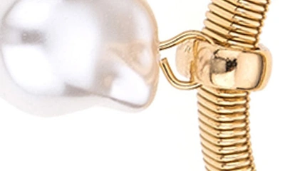 Shop Ettika Set Of 3 Imitation Pearl Bracelets In Gold