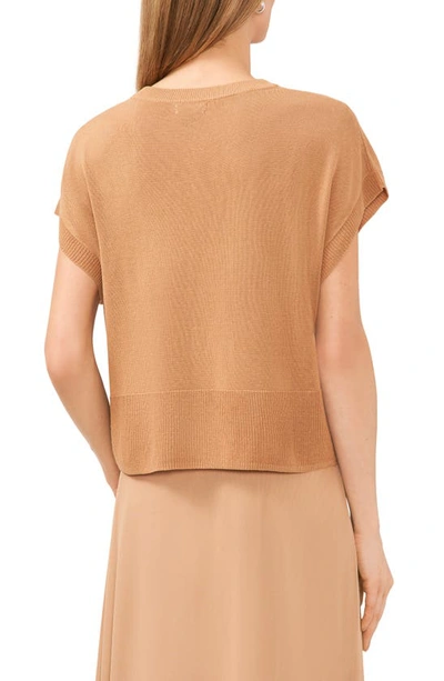 Halogen Crewneck Rib Sweater Top In Pecan