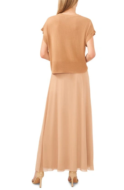 Halogen Crewneck Rib Sweater Top In Pecan