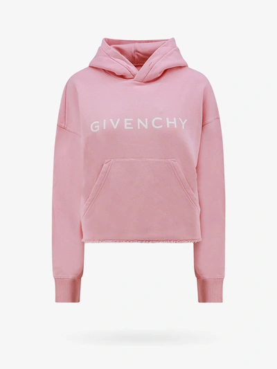 Givenchy Pink Cropped Logo Hoodie In Pink