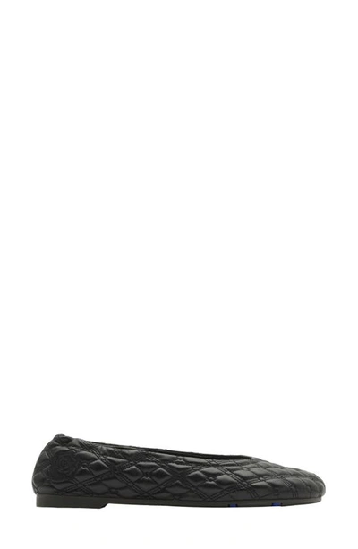 Burberry Quilted Leather Sadler Ballet Flats In Black