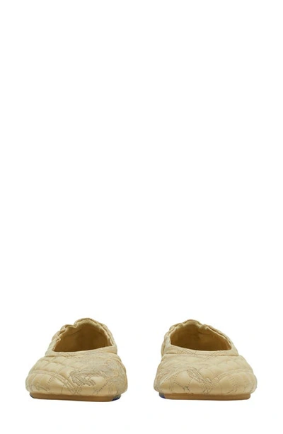 Shop Burberry Sadler Embroidered Ballerina Flats In Clay