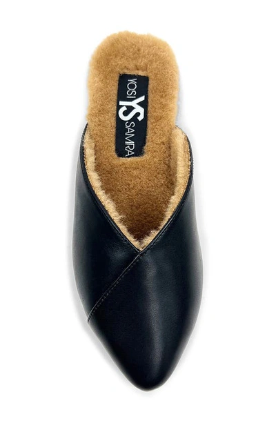 Shop Yosi Samra Valentina Faux Fur Lined Mule In Black Leather/ Faux Fur
