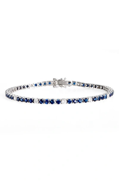 Shop Valani Atelier Sapphire & Diamond Tennis Bracelet In White Gold/ Sapphire/ Diamond