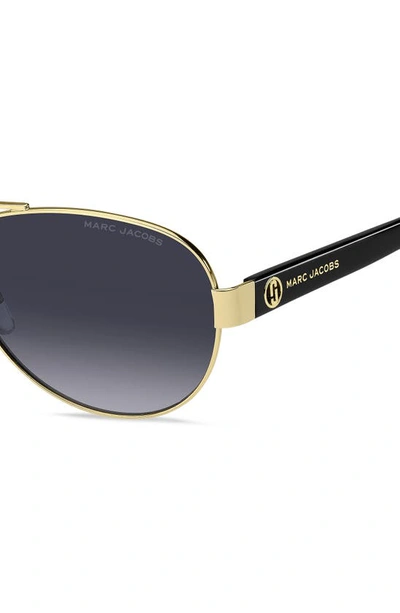 Shop Marc Jacobs 60mm Aviator Sunglasses In Gold Black/ Grey Shaded