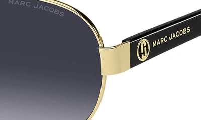 Shop Marc Jacobs 60mm Aviator Sunglasses In Gold Black/ Grey Shaded