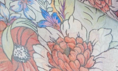 Shop Etro Floral Silk Fringe Scarf In Print On Pale Blue Base