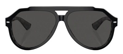 Shop Dolce & Gabbana Dg 4452 340387 Aviator Sunglasses In Grey