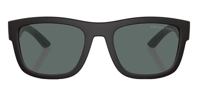Shop Prada Ps 01zs Dg002g Square Polarized Sunglasses In Grey