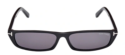 Shop Tom Ford Alejandro M Ft1058 01a Rectangle Sunglasses In Grey