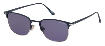 Shop Tom Ford Liv M Ft0851 91v Clubmaster Sunglasses In Blue