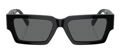 Shop Versace Ve 4459 Gb1/87 Rectangle Sunglasses In Grey