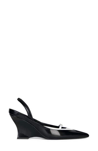 Shop Givenchy Raven Pointed Toe Slingback Pump In Black/ White