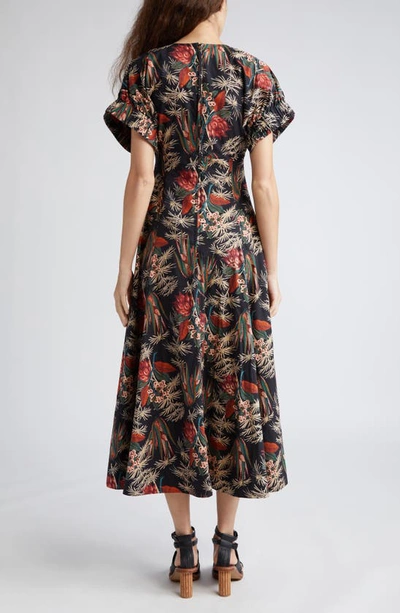 Shop Ulla Johnson Devon Floral Cotton Midi Dress In Anthurium