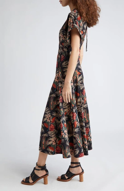 Shop Ulla Johnson Devon Floral Cotton Midi Dress In Anthurium