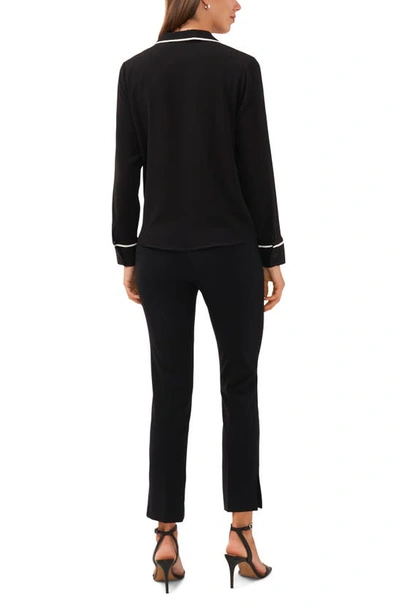 Shop Halogen Contrast Piping Faux Wrap Top In Rich Black