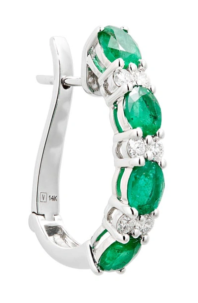 Shop Valani Atelier Alternating Emerald & Diamond Hoop Earrings In White Gold/ Emerald/ Diamond