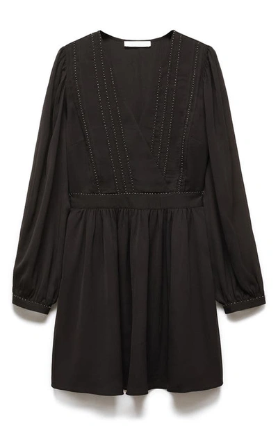 Mango Women's Beading Detailed Flowy Dress In Black