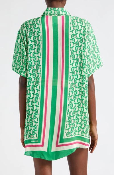 Shop Farm Rio Pineapple Scarf Print Camp Shirt In Green