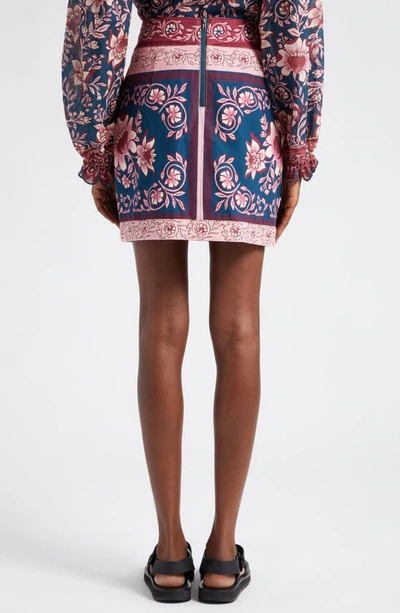 Farm Rio Ainika Charm Overlapped Denim Miniskirt In Teal