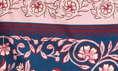 Farm Rio Ainika Charm Overlapped Denim Miniskirt In Teal