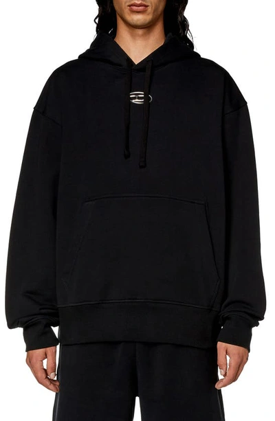 Diesel Relaxed Fit Hoodie With Classic Hood And Kangaroo Pocket In Black