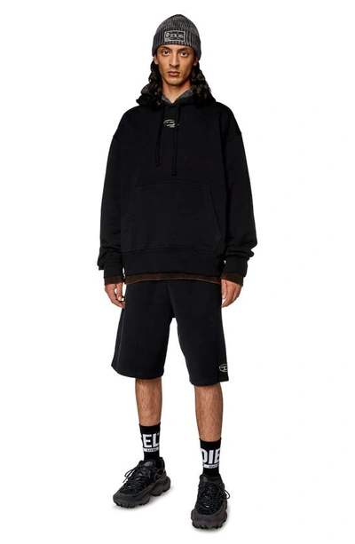 Diesel Relaxed Fit Hoodie With Classic Hood And Kangaroo Pocket In Black