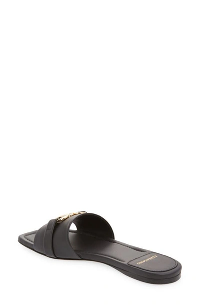 Ferragamo 'leah' Black Sandals With Gancini Plate On Front In Black