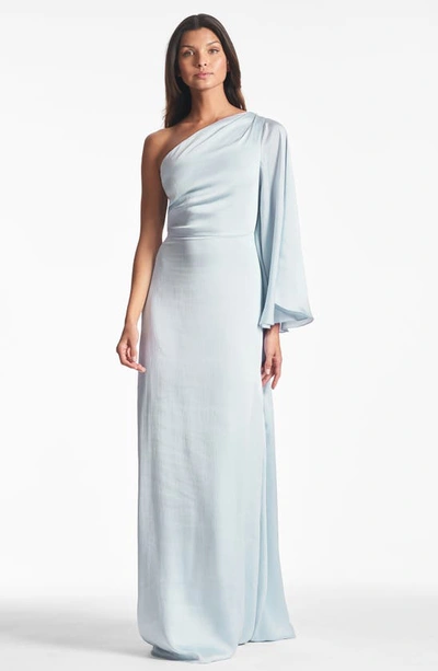 Shop Sachin & Babi Keely One-shoulder Gown In Ice Blue