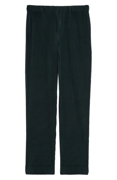 Shop Issey Miyake Monthly Colors Pleated Straight Leg Pants In Deep Green